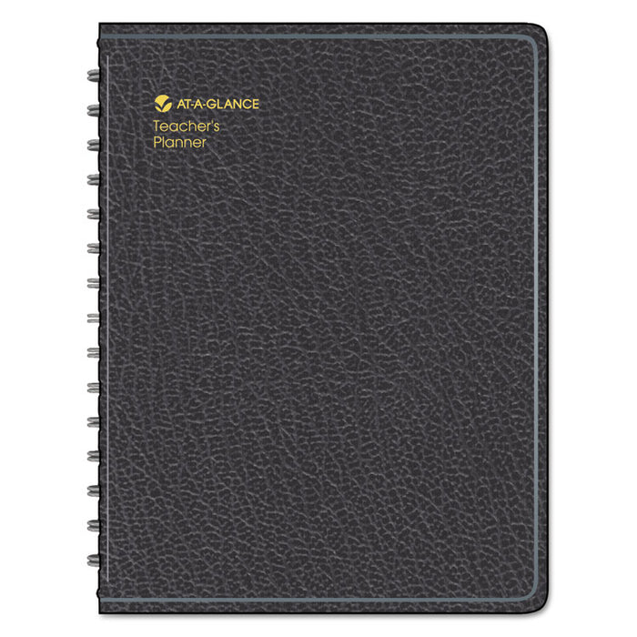 Undated Teacher's Planner, Weekly, Two-Page Spread (Nine Classes), 10.88 x 8.25, Black Cover