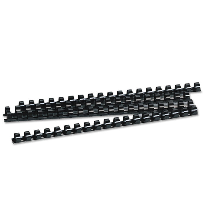 Plastic Comb Bindings, 1/2" Diameter, 90 Sheet Capacity, Black, 100/Pack