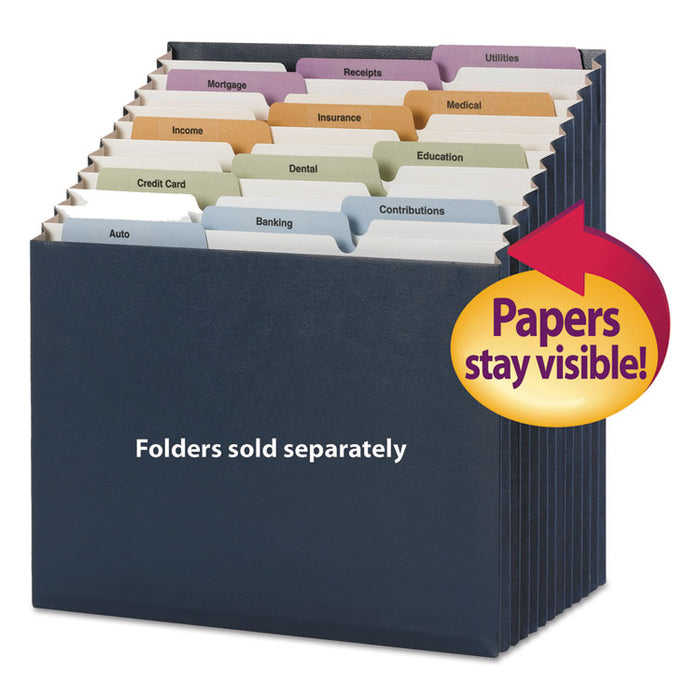 Stadium File, 12 Sections, 1/12-Cut Tab, Letter Size, Navy