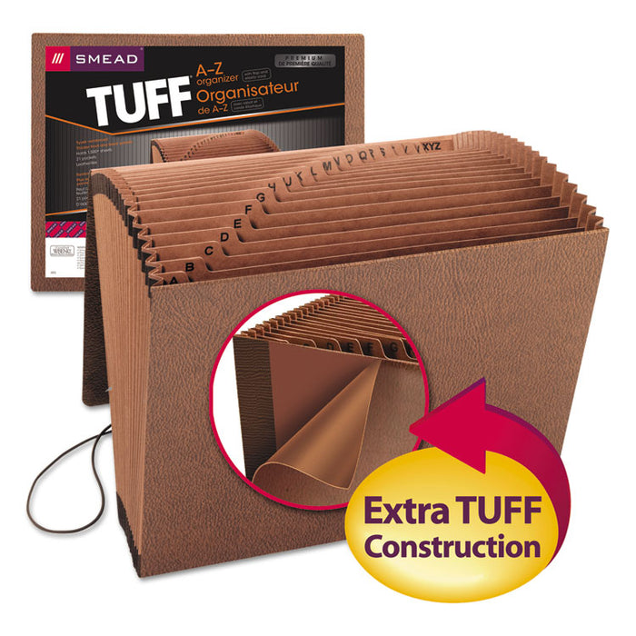 TUFF Expanding Wallet, 21 Sections, Elastic Cord Closure, 1/21-Cut Tabs, Letter Size, Redrope