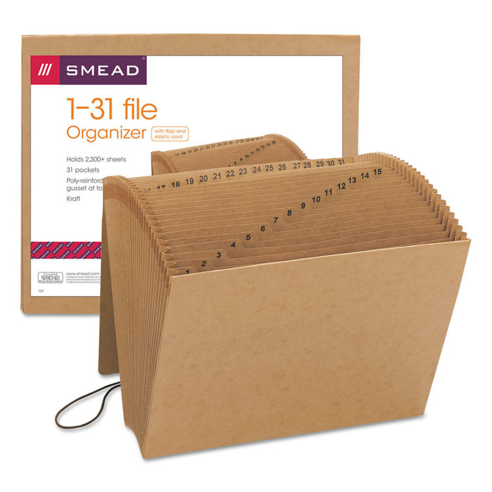 Indexed Expanding Kraft Files, 31 Sections, 1/31-Cut Tab, Letter Size, Kraft