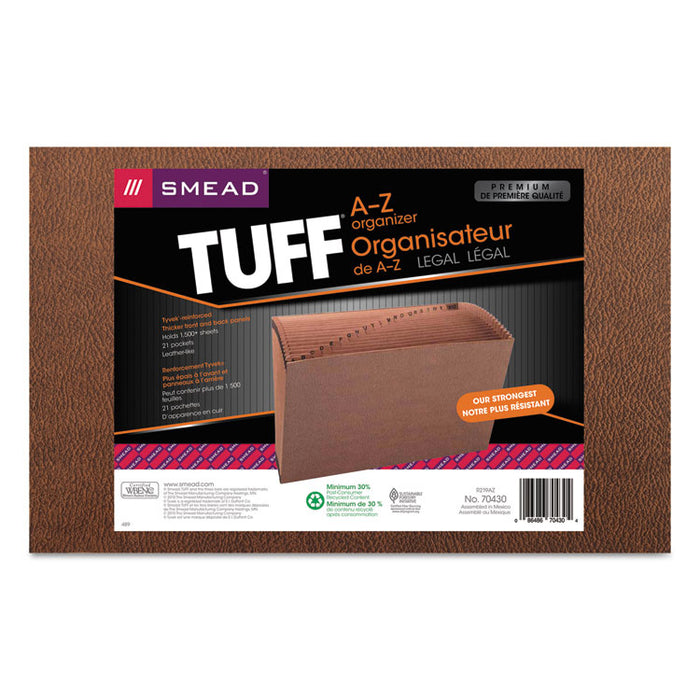 TUFF Expanding Open-Top Stadium File, 21 Sections, 1/21-Cut Tabs, Legal Size, Redrope