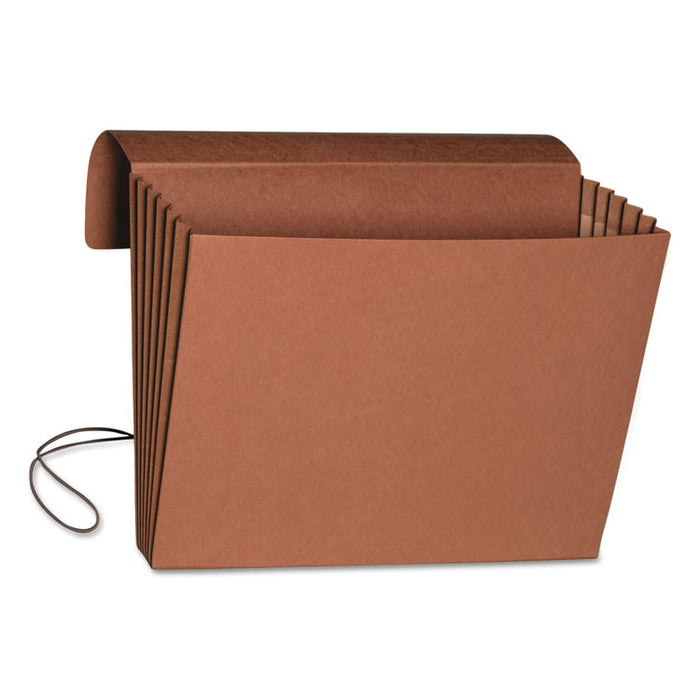 Extra-Wide Expanding Wallets with Elastic Cord, 5.25" Expansion, 1 Section, Elastic Cord Closure, Letter Size, Redrope