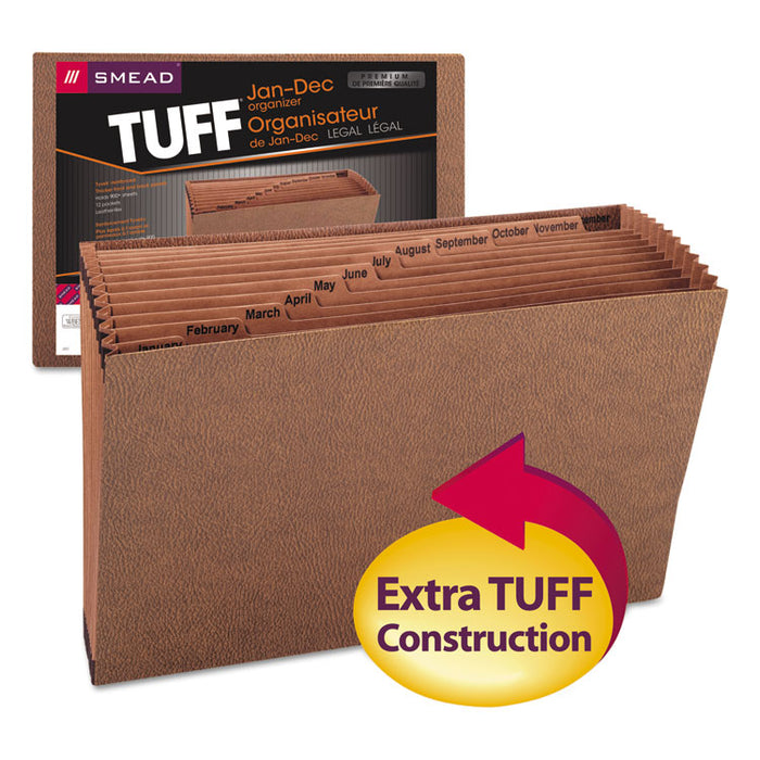 TUFF Expanding Open-Top Stadium File, 12 Sections, 1/12-Cut Tabs, Legal Size, Redrope