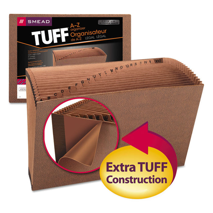 TUFF Expanding Open-Top Stadium File, 21 Sections, 1/21-Cut Tabs, Legal Size, Redrope