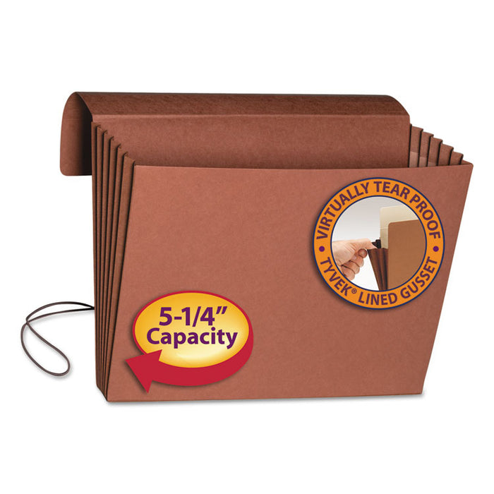 Extra-Wide Expanding Wallets with Elastic Cord, 5.25" Expansion, 1 Section, Elastic Cord Closure, Letter Size, Redrope