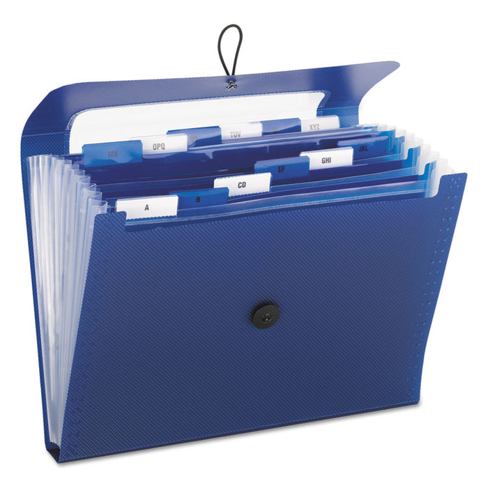 Step Index Organizer, 12 Sections, Cord/Hook Closure, 1/6-Cut Tabs, Letter Size, Navy