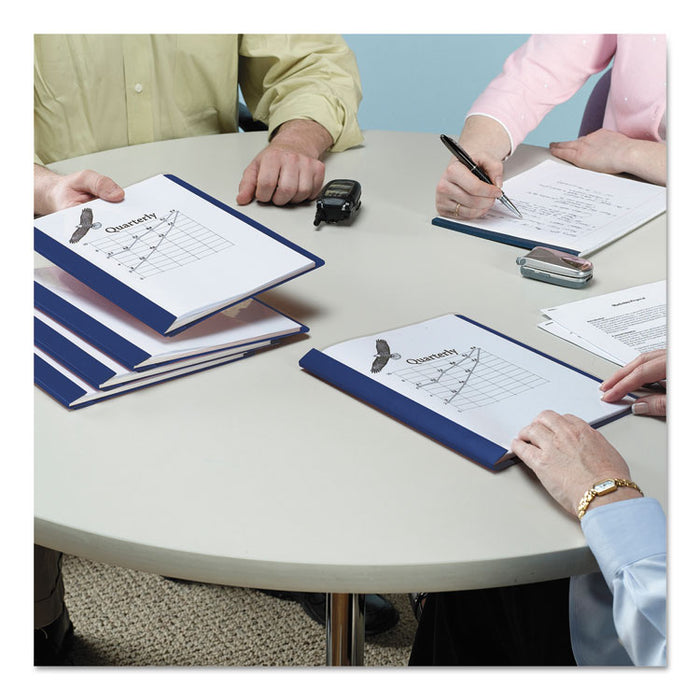 Poly Report Cover, Tang Clip, Letter, 1/2" Capacity, Clear/Dark Blue, 25/Box