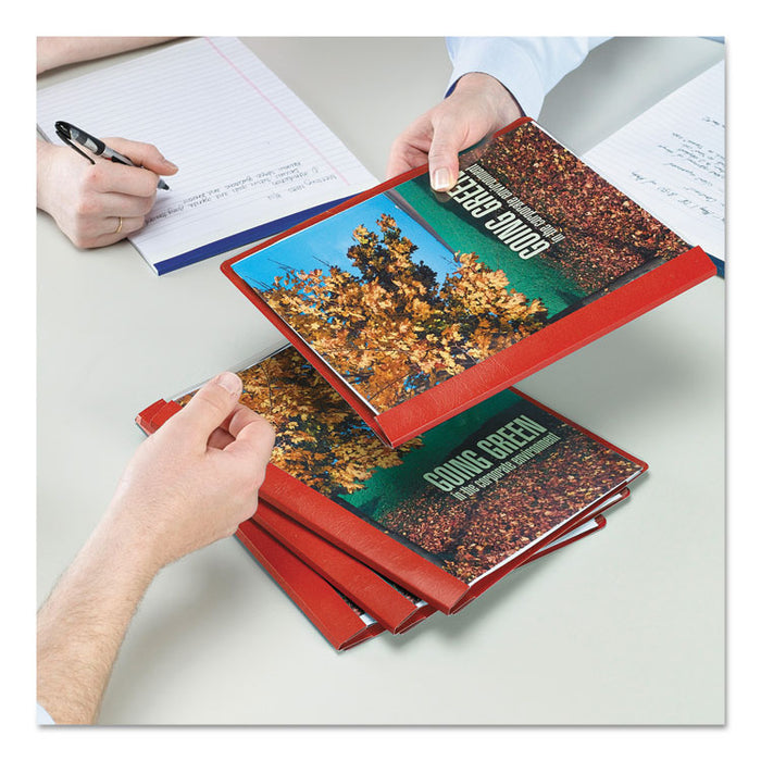 Poly Report Cover, Tang Clip, Letter, 1/2" Capacity, Clear/Red, 25/Box