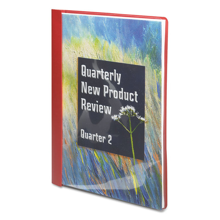 Poly Report Cover, Tang Clip, Letter, 1/2" Capacity, Clear/Red, 25/Box