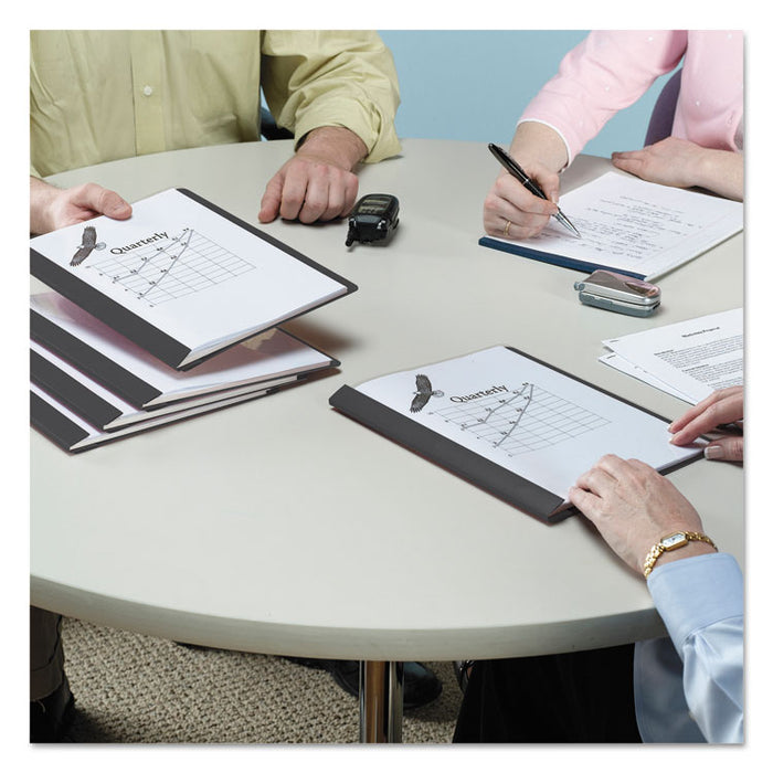 Poly Report Cover, Tang Clip, Letter, 1/2" Capacity, Clear/Black, 25/Box