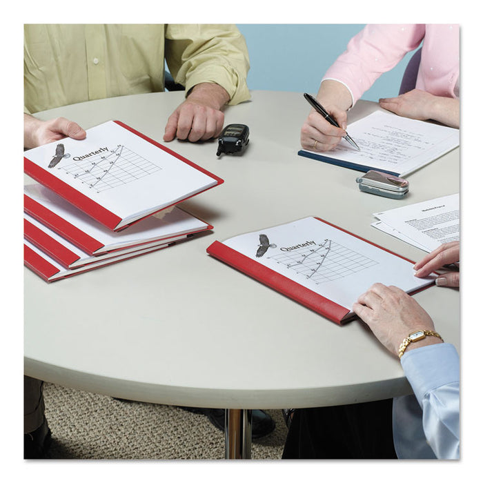 Poly Report Cover, Tang Clip, Letter, 1/2" Capacity, Clear/Red, 25/Box