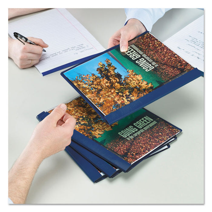 Poly Report Cover, Tang Clip, Letter, 1/2" Capacity, Clear/Dark Blue, 25/Box