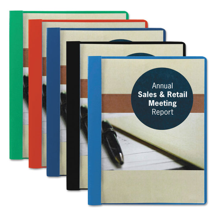 Poly Report Cover, Tang Clip, Letter, 1/2" Capacity, Clear/Red, 25/Box