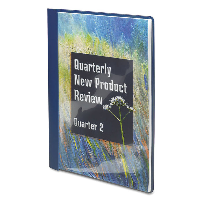 Poly Report Cover, Tang Clip, Letter, 1/2" Capacity, Clear/Dark Blue, 25/Box