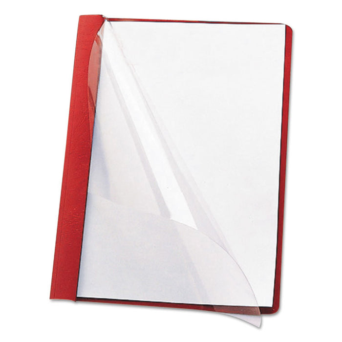 Poly Report Cover, Tang Clip, Letter, 1/2" Capacity, Clear/Red, 25/Box