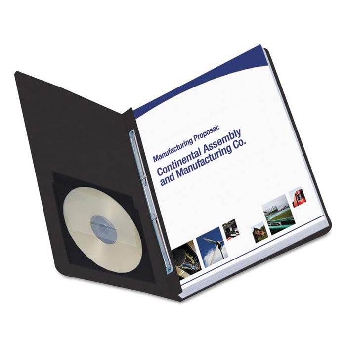 Side Opening Press Guard Report Cover, Prong Fastener, Letter, Black