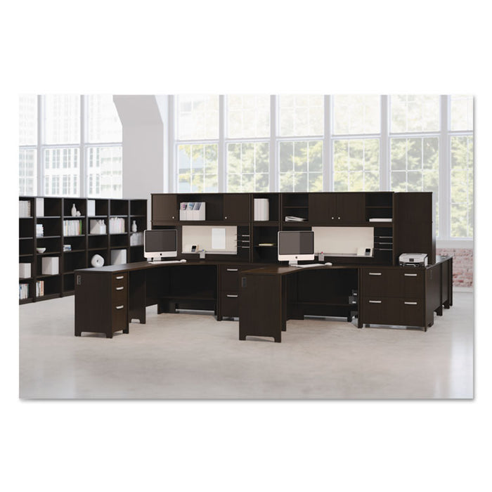 Envoy Series Narrow Hutch, 16w x 14.25d x 36.25h, Mocha Cherry