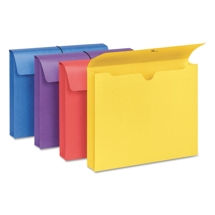 Expanding Wallet with Antimicrobial Protection, 2" Expansion, 1 Section, Elastic Cord, Letter Size, Assorted Colors, 4/Pack