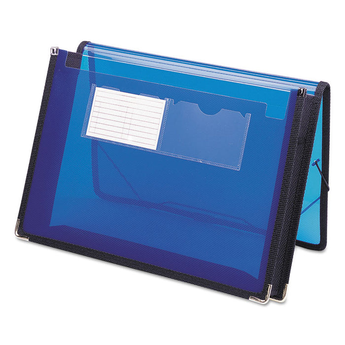 Poly Wallets, 2.25" Expansion, 1 Section, Elastic Cord Closure, Letter Size, Translucent Blue
