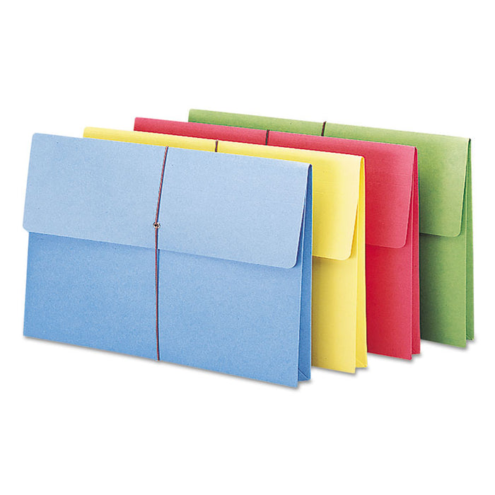 Expanding Wallet with Elastic Cord, 2" Expansion, 1 Section, Elastic Cord Closure, Legal Size, Assorted Colors, 50/Box