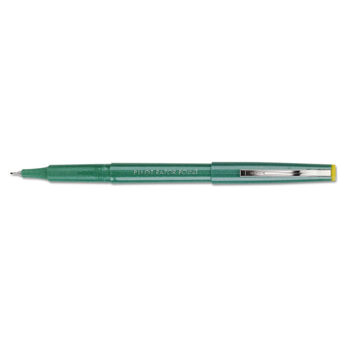 Razor Point Stick Porous Point Marker Pen, 0.3mm, Green Ink/Barrel, Dozen