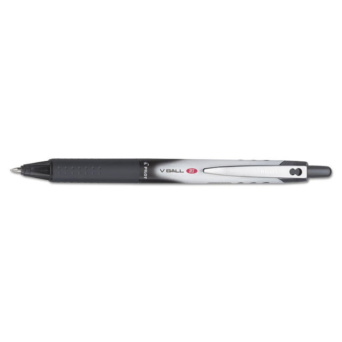 VBall RT Liquid Ink Roller Ball Pen, Retractable, Extra-Fine 0.5 mm, Black Ink, Black/White Barrel