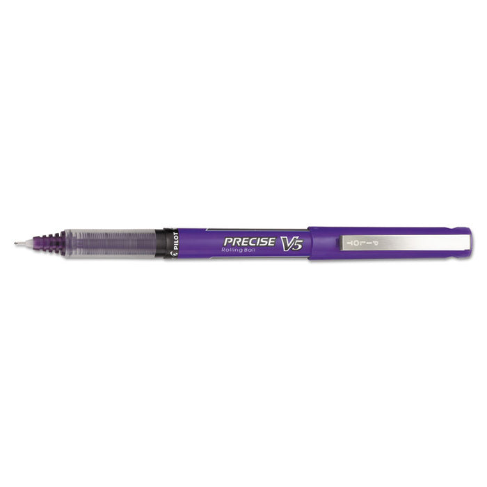 Precise V5 Roller Ball Pen, Stick, Extra-Fine 0.5 mm, Purple Ink, Purple Barrel, Dozen