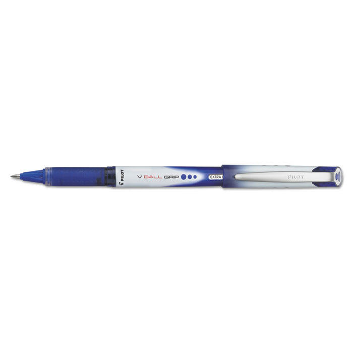 VBall Grip Liquid Ink Stick Roller Ball Pen, .5mm, Blue Ink, Blue/White Barrel, Dozen