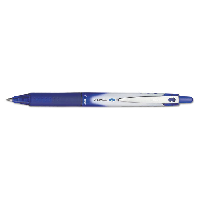 VBall RT Liquid Ink Roller Ball Pen, Retractable, Extra-Fine 0.5 mm, Blue Ink, Blue/White Barrel