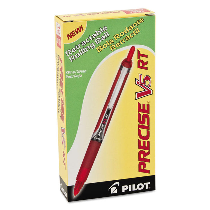 Precise V5RT Roller Ball Pen, Retractable, Extra-Fine 0.5 mm, Red Ink, Red Barrel