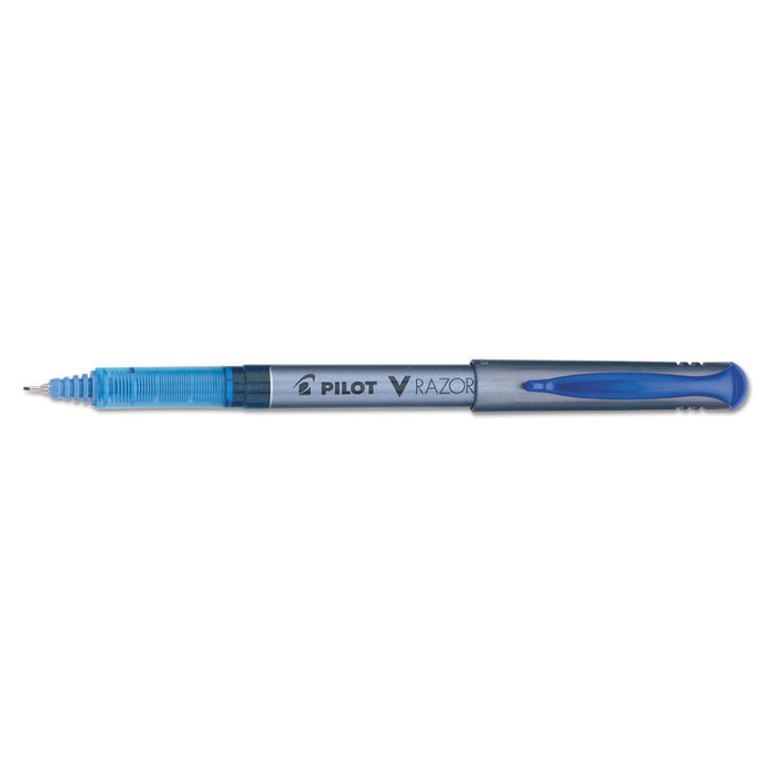 V Razor Point Liquid Ink Porous Point Pen, Stick, Extra-Fine 0.5 mm, Blue Ink, Gray Barrel, Dozen