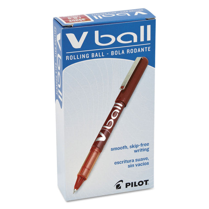VBall Liquid Ink Stick Roller Ball Pen, 0.5mm, Red Ink/Barrel, Dozen