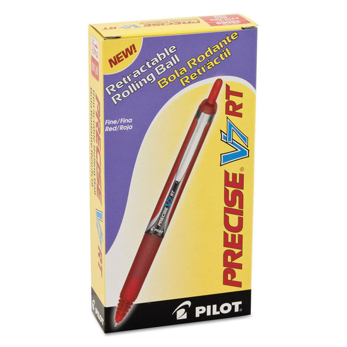 Precise V7RT Roller Ball Pen, Retractable, Fine 0.7 mm, Red Ink, Red Barrel