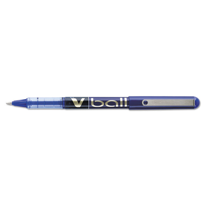 VBall Liquid Ink Roller Ball Pen, Stick, Fine 0.7 mm, Blue Ink, Blue Barrel, Dozen