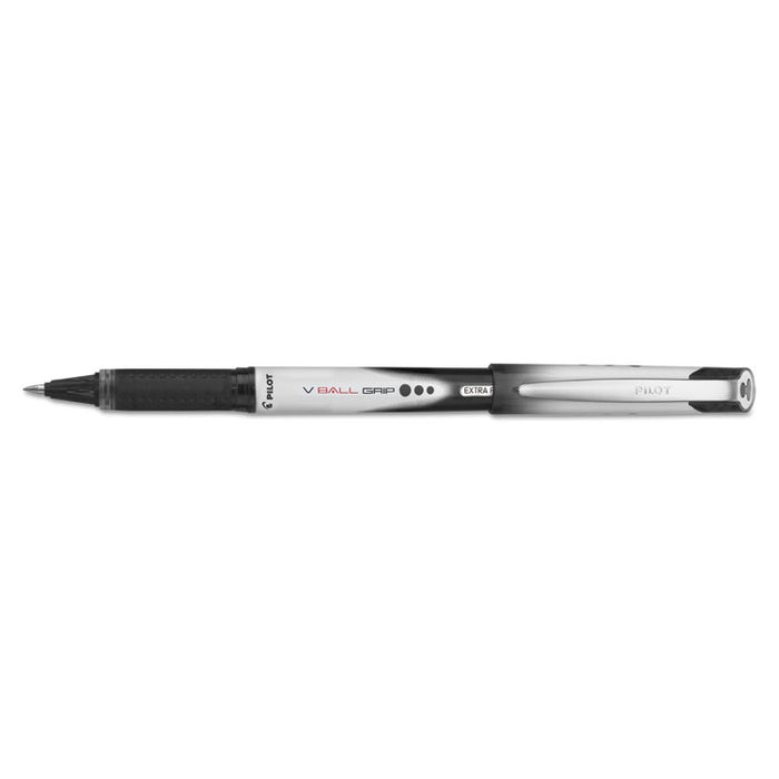 VBall Grip Liquid Ink Roller Ball Pen, Stick, Extra-Fine 0.5 mm, Black Ink, Black/White Barrel, Dozen