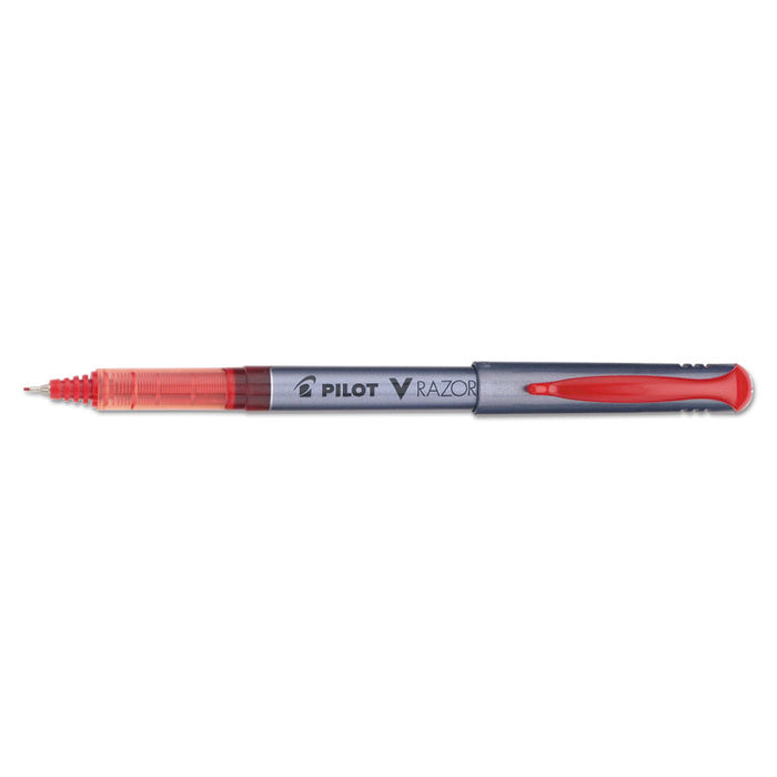 V Razor Point Liquid Ink Porous Point Pen, Stick, Extra-Fine 0.5 mm, Red Ink, Gray Barrel, Dozen