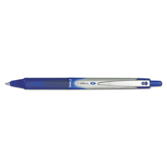 VBall RT Liquid Ink Retractable Roller Ball Pen, 0.7mm, Blue Ink, Blue/White Barrel