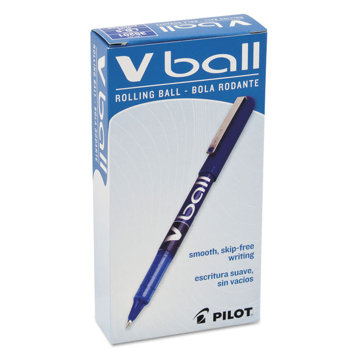 VBall Liquid Ink Stick Roller Ball Pen, 0.5mm, Blue Ink/Barrel, Dozen