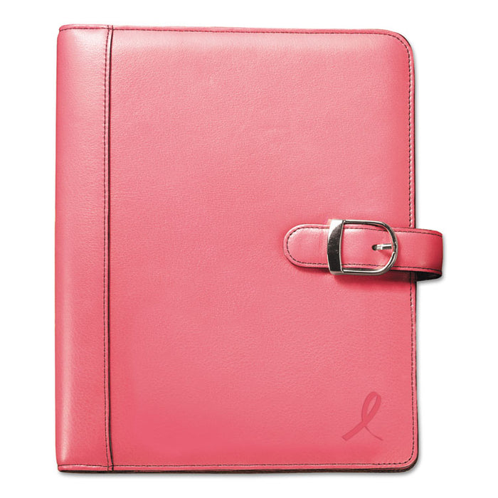 Pink Ribbon Loose-Leaf Organizer Set, 8 1/2 x 5 1/2, Pink Leather Cover