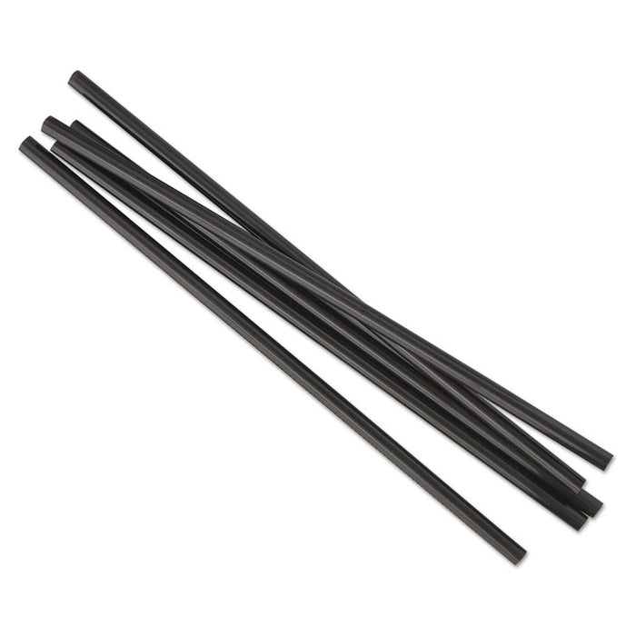 Jumbo Straws, 7 3/4", Plastic, Black, Unwrapped, 250/Pack