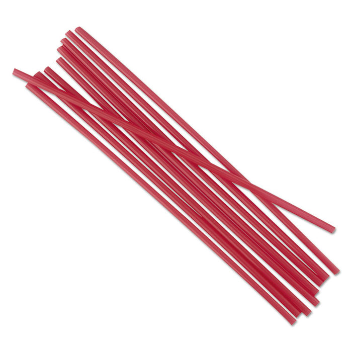 Single-Tube Stir-Straws, 5 1/4", Red, 1000/Pack