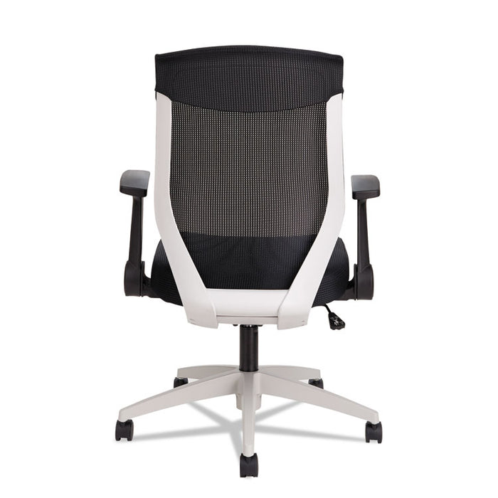 Alera EB-K Series Synchro Mid-Back Flip Arm Mesh-Chair, Supports up to 275 lbs., Black Seat/Black Back, Cool Gray Base