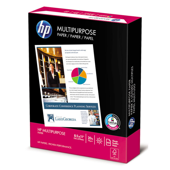 MultiPurpose20 Paper, 96 Bright, 20 lb Bond Weight, 8.5 x 11, White, 500 Sheets/Ream, 5 Reams/Carton