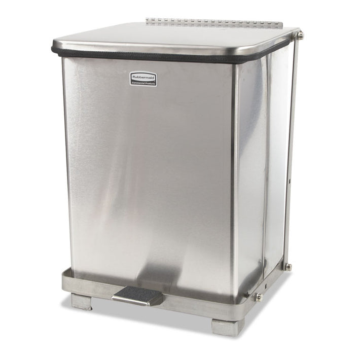 Defenders Medical Step Can, Square, 7 gal, 12" Square, 17"h, Stainless Steel
