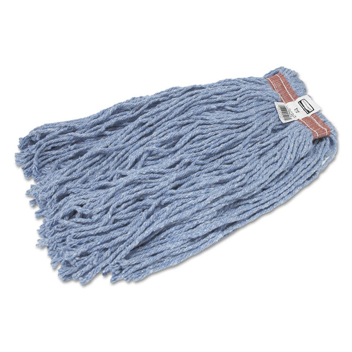 Cut-End Blend Mop Head, Cotton/Synthetic, Blue, 20 oz, 1-in. Headband, 12/Carton