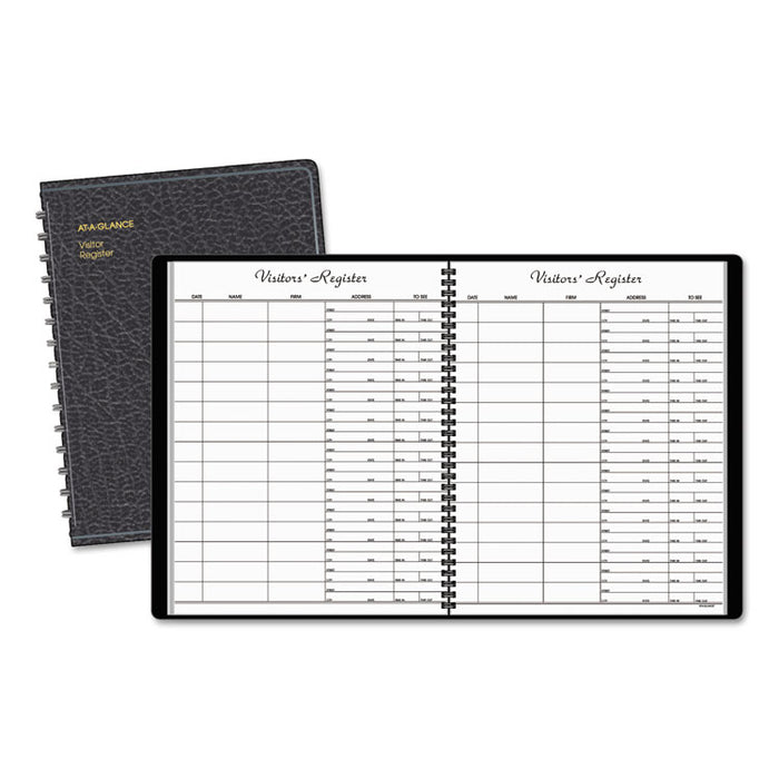 Recycled Visitor Register Book, Black, 8.38 x 10.88