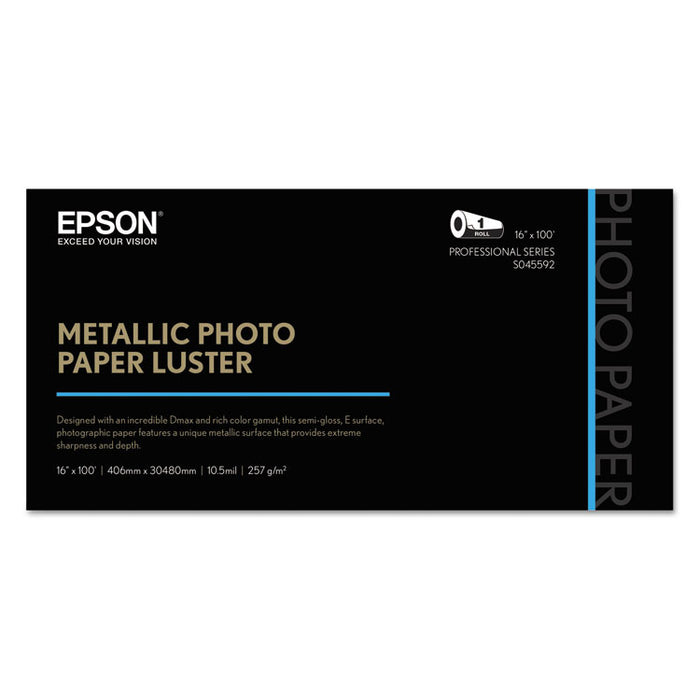 Professional Media Metallic Photo Paper, 10.5 mil, 16" x 100 ft, Luster White