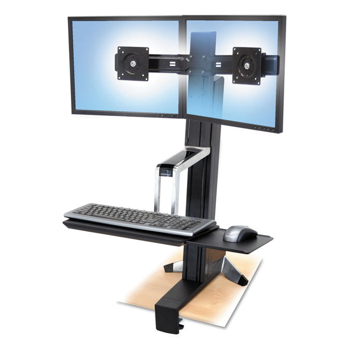 WorkFit-S Sit-Stand Workstation without Worksurface, Dual, Aluminum/Black