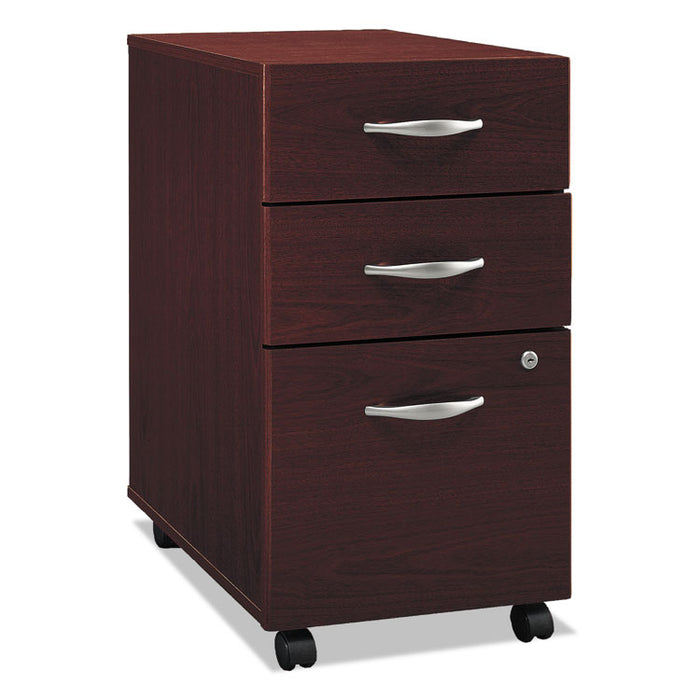 Series C Collection 3 Drawer Mobile Pedestal (Assembled), 15.75w x 20.25d x 27.88h, Mahogany